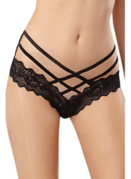 Tanga noir syle brésilien ornements croisés - DG1412BLK